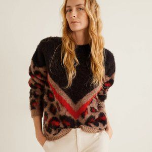 Mango Leopard Texture Sweater Size XS